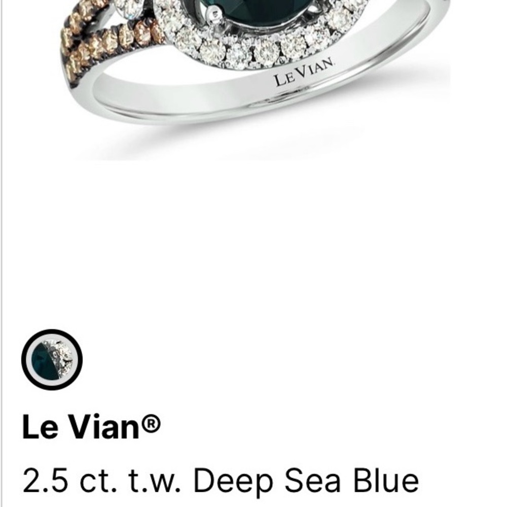 Le Vian Deep Sea Blue Ring 2.5 ct - size 7 - 14kt